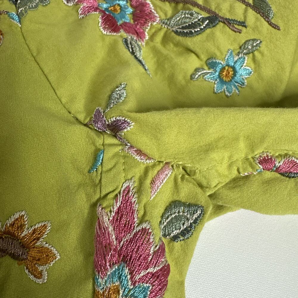 Johnny Was Green Floral Embroidered Button Up Jacket XS Y2K Cottagecore Boho - Picture 15 of 16